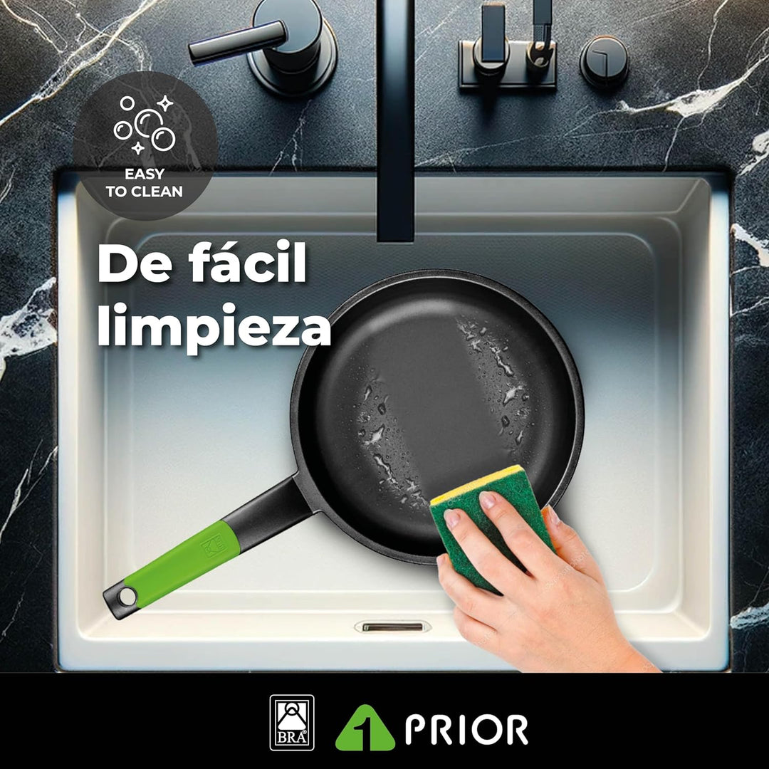 BRA PRIOR - 30 cm Bratpfanne, Aluminiumguss mit Teflon Classic Antihaft, geeignet für alle Küchentyp