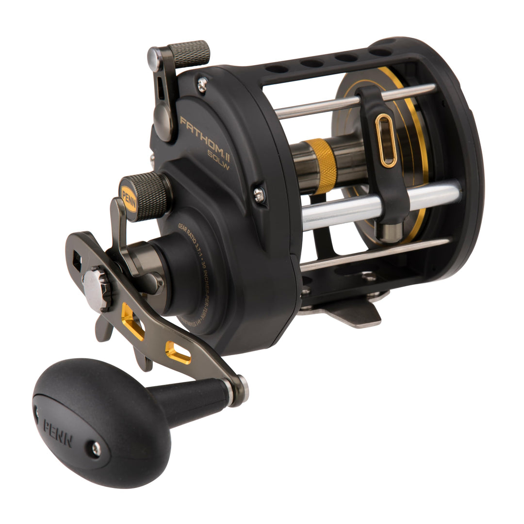 PENN Fathom II Level Wind-Multirolle – Salzwasser-Angelrolle für Boots-, Küsten- und Kajakangeln 50|