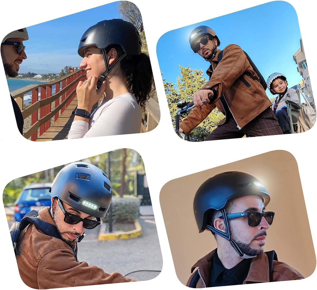 Crazy Safety Vertigo Matt Schwarz Fahrradhelm mit Vorder- und Rücklicht USB | Skater-Helm für Roller