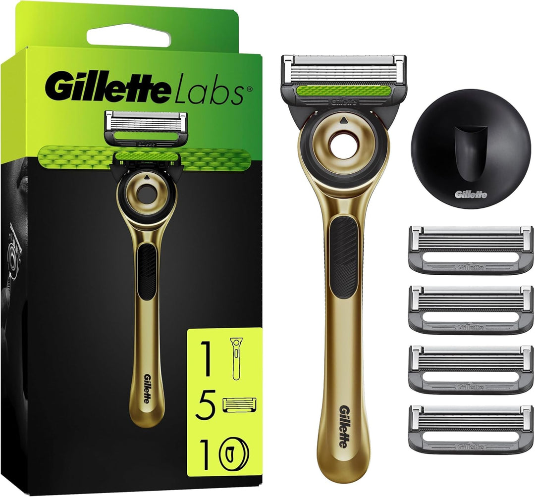 Gillette Labs, Rasierer mit Reinigungs-Element Champion Gold Edition, 1 Handstück, 1, 1 Wandhalterun
