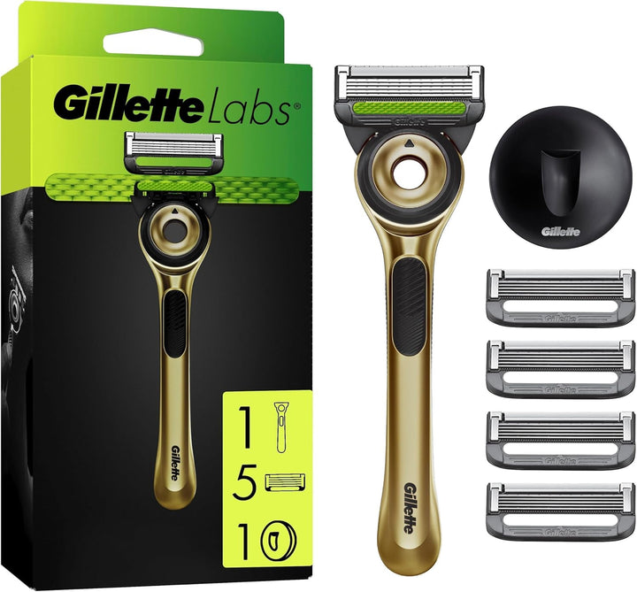 Gillette Labs, Rasierer mit Reinigungs-Element Champion Gold Edition, 1 Handstück, 1, 1 Wandhalterun