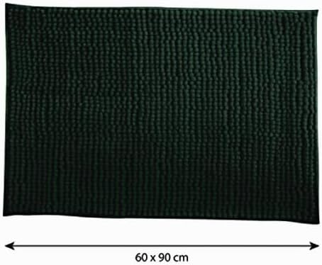 MSV Badteppich Badvorleger Duschvorleger Chenille Hochflor Badematte 60x90 cm – Dunkelgrün Dunkelgrü