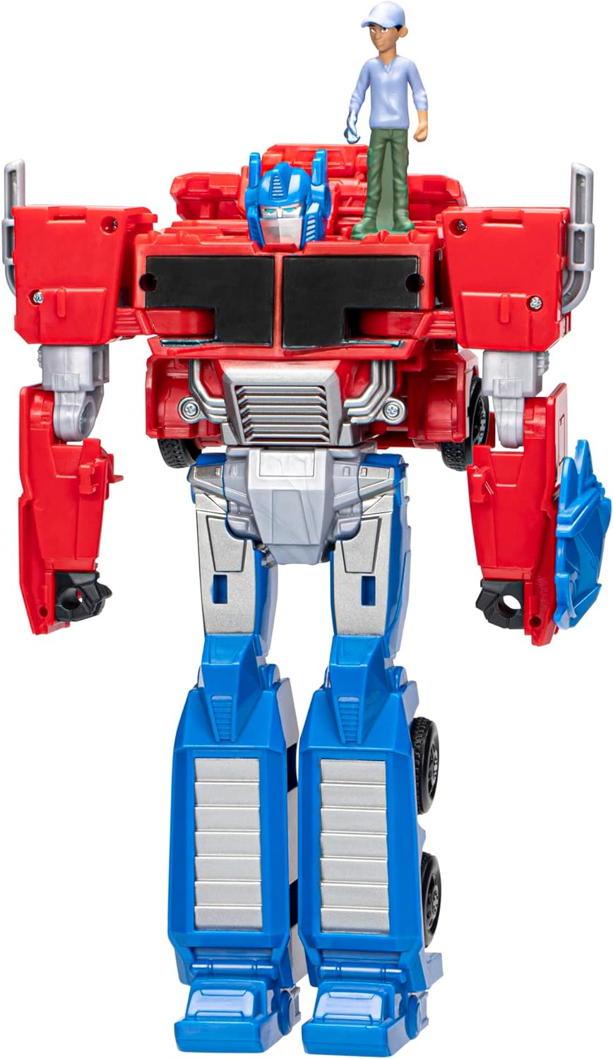 Transformers Spielzeug EarthSpark Spin Changer Optimus Prime Action-Figur (20 cm) mit Robby Malto Fi