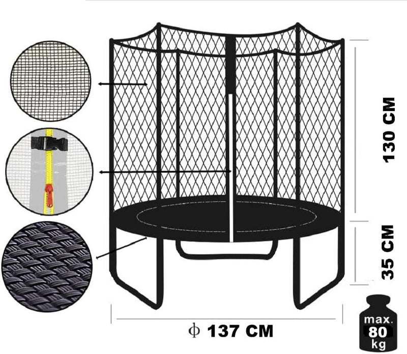 SixBros. SixJump 1,40 M Gartentrampolin versch. Farben Trampolin mit Sicherheitsnetz Grün, Grün