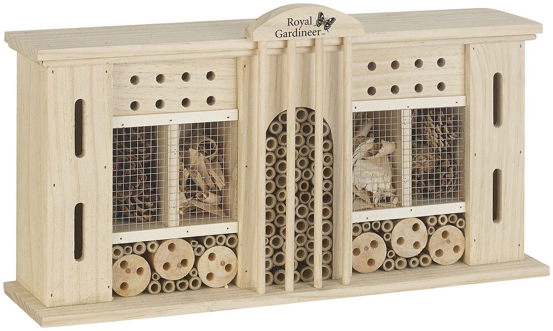 Royal Gardineer Bienenhaus: XXL-Naturholz-Insektenhotel und Nisthilfe Grand Hotel, 28 x 50 cm (Luxus