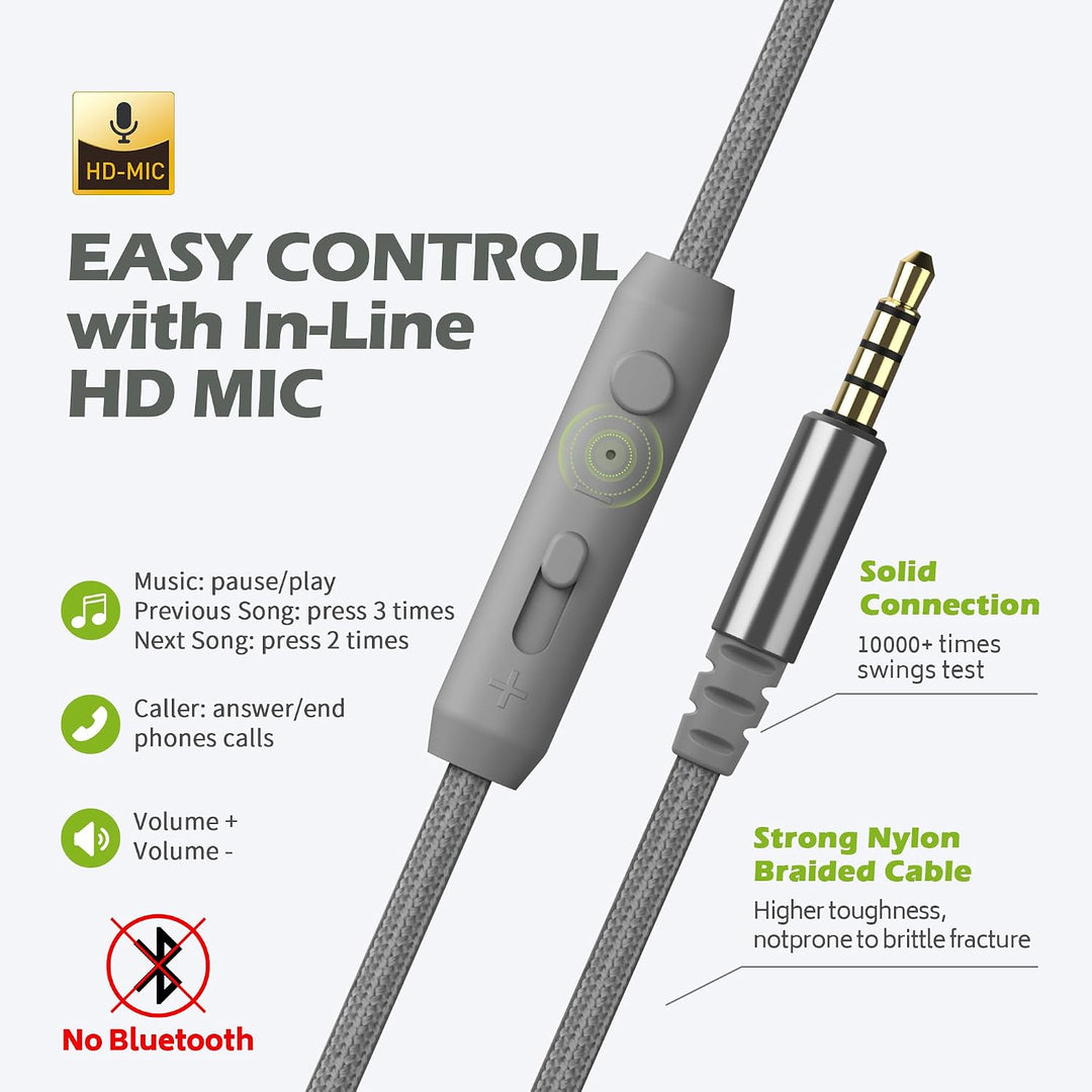 AILIHEN C8 Kopfhörer mit Kabel Mikrofon und Lautstärkeregler Faltbar 3,5mm Headsets On-Ear für Smart