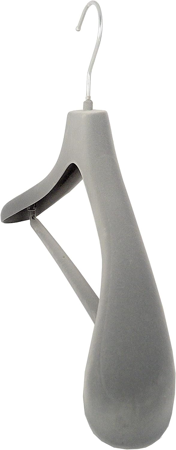 Kleiderbuegelshop24 Sonderposten !!! Samtbügel mit DRUCKSTELLEN für Anzüge, 42 cm, grau, NEU, 50 Stü