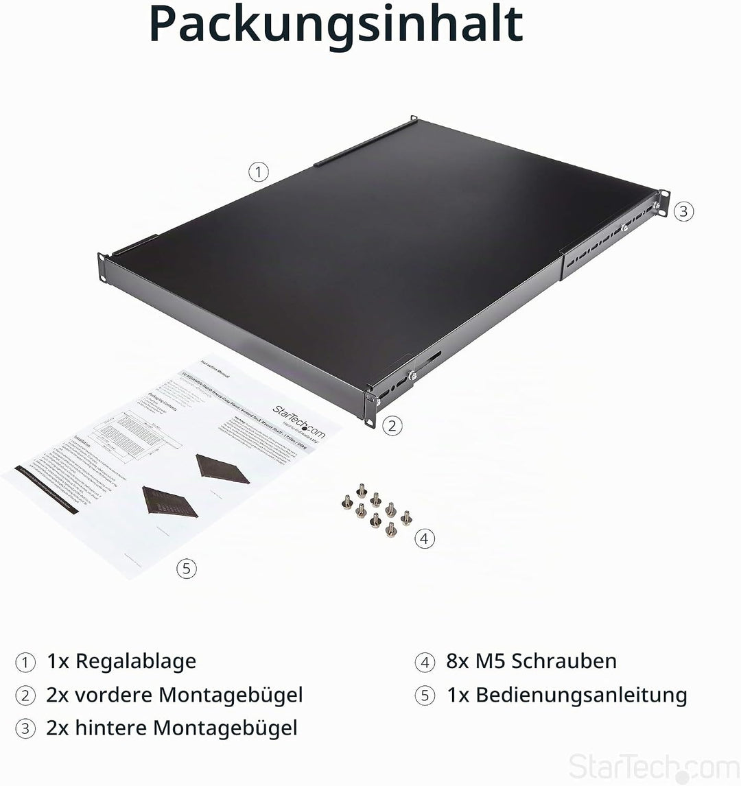 StarTech.com 1HE Verstellbares Server Rack Fachboden - 150 kg - 49,5 bis 97,4 cm Verstellbare Einbau