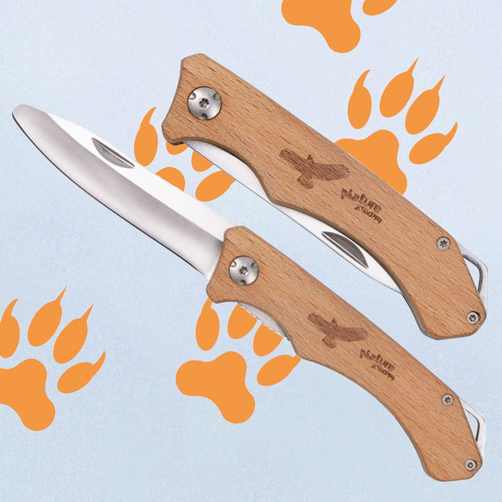 Taschenmesser für Kinder ab 6 Jahren, mit Schnitzhandschuhe & Bastelbuch Anleitung für Schnitzprojek