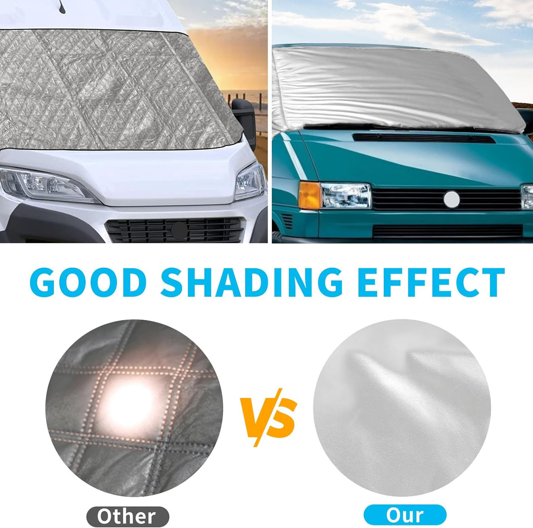 Externe Thermo Scheibenabdeckung passend für VW T4, Luxus Silber Wrap Windschutzscheibenabdeckung, F