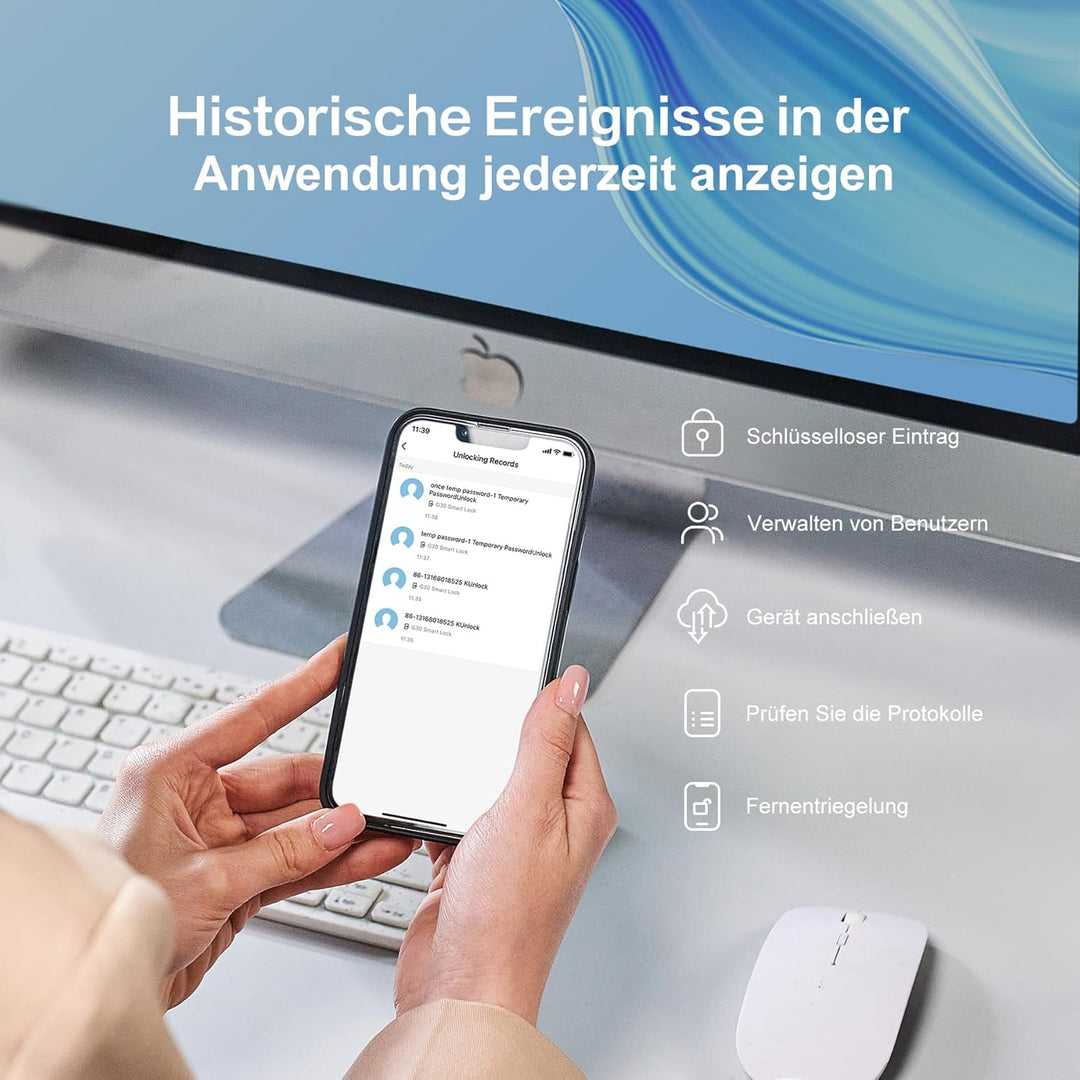 Lockin Smartes Türschloss G30, WLAN & App-Steuerung, Auto-Lock, Alexa- & Google-kompatibel, keyless
