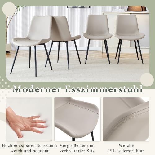 Esszimmerstühle 4er Set Kunstleder – Polsterstuhl mit breiter Sitzfläche & Rückenlehne, ergonomisch,