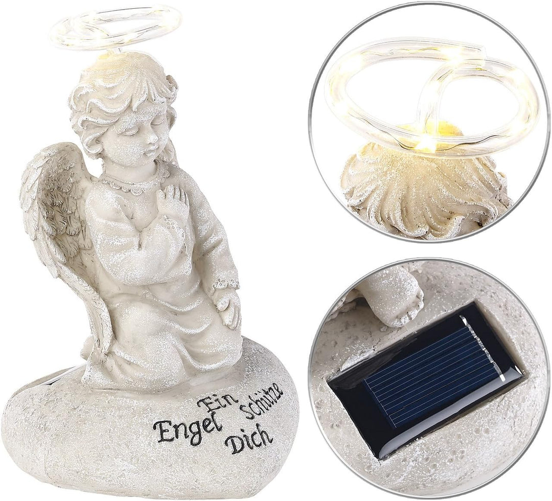 Lunartec Solarengel: Schutzengel-Figur mit Solar-LED-Licht, 7 LEDs, 20 cm, IP44 (Engel mit Licht für