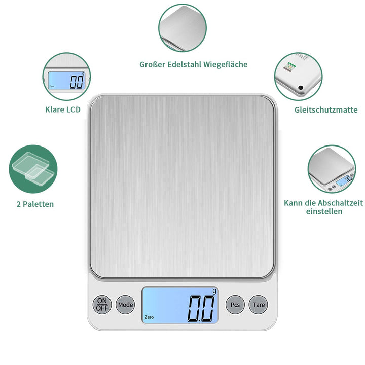 KUBEI Upgrade Gross Digitale Küchenwaage USB Aufladen,5kg/0.1g Hochpräzise Digitalwaage Haushaltswaa