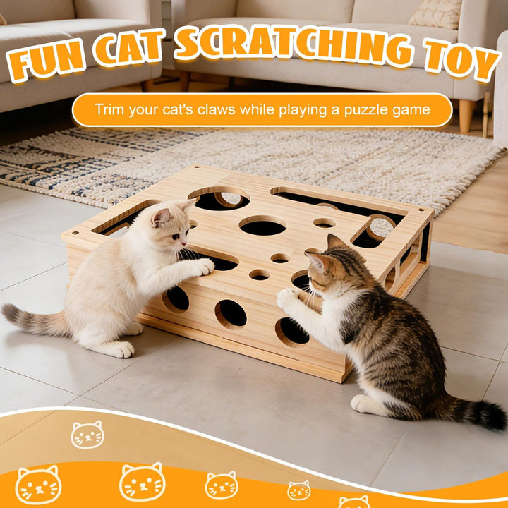 Katzenkratzpuzzle Anreicherungsbox, Katzen Kratzbrett, AnreicherungsBox Katzen Nagelfeilen Holz mit