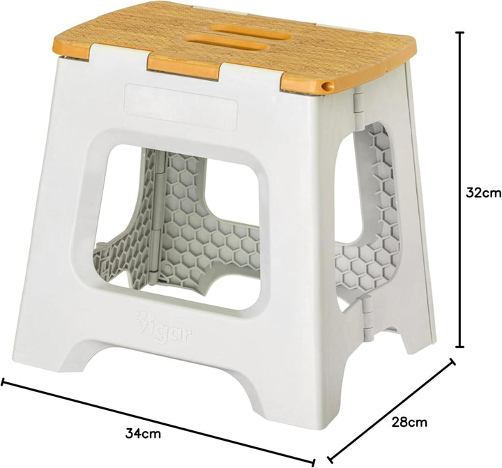 Vigar Kompakte Tritthocker Klappbar für Erwachsene, 32 cm, Klapphocker Faltbar 150 kg rutschfest, Le