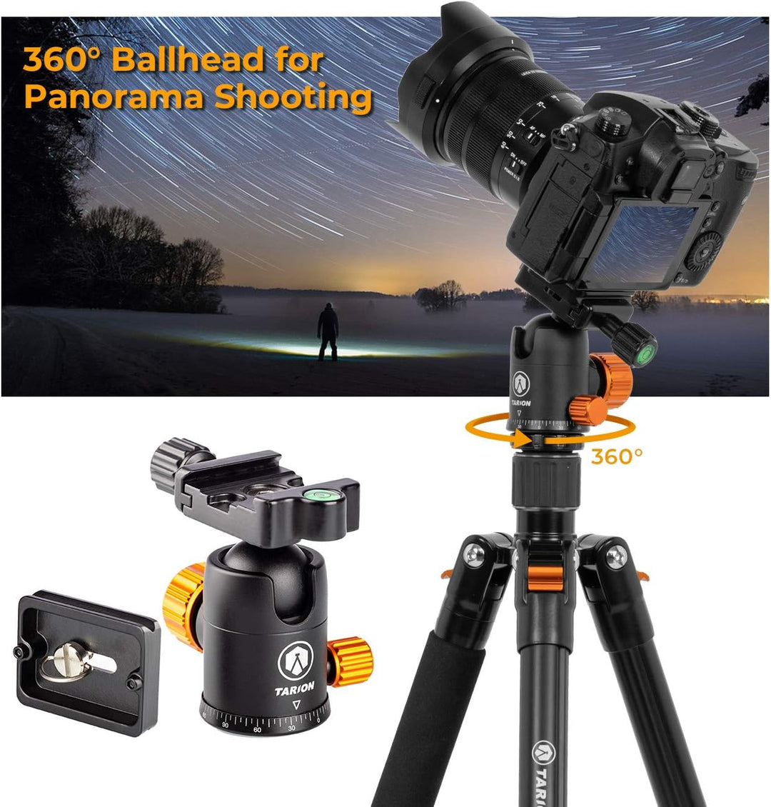 TARION Kamera Stativ Aluminium Fotostativ Reisestativ mit 360° Kugelkopf und Schnellwechselplatte 15