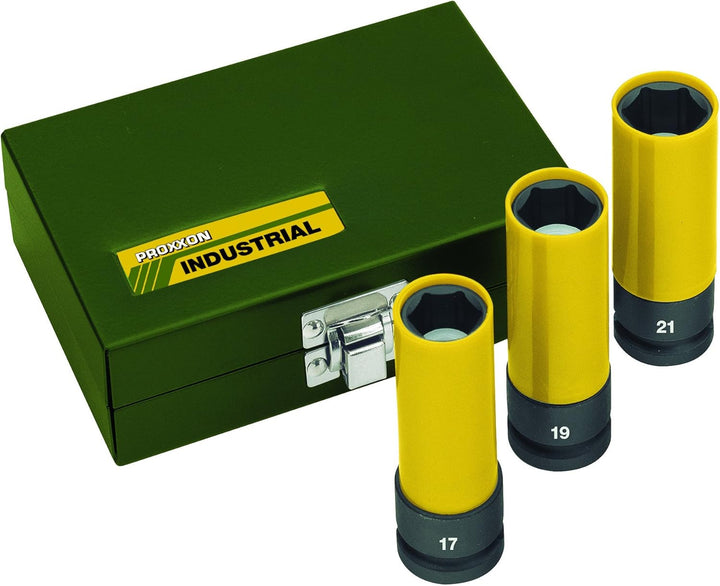 Proxxon Steckschlüsselsatz Impact, 3-teilig, stabile Steckschlüsselaufsätze zum Gebrauch mit Drucklu