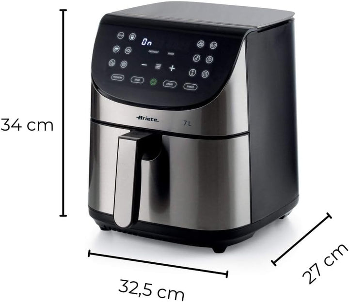 ARIETE digitale ölfreie Fritteuse – gebürsteter Edelstahl – XXL 2 Kilo – Modell 4628