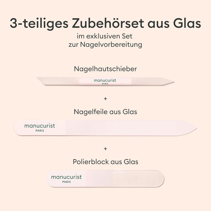 Manucurist Trio Nagelpflege-Set – Exklusive Röhrenbox mit Glasnagelfeile, Polierer und Nagelhautschi