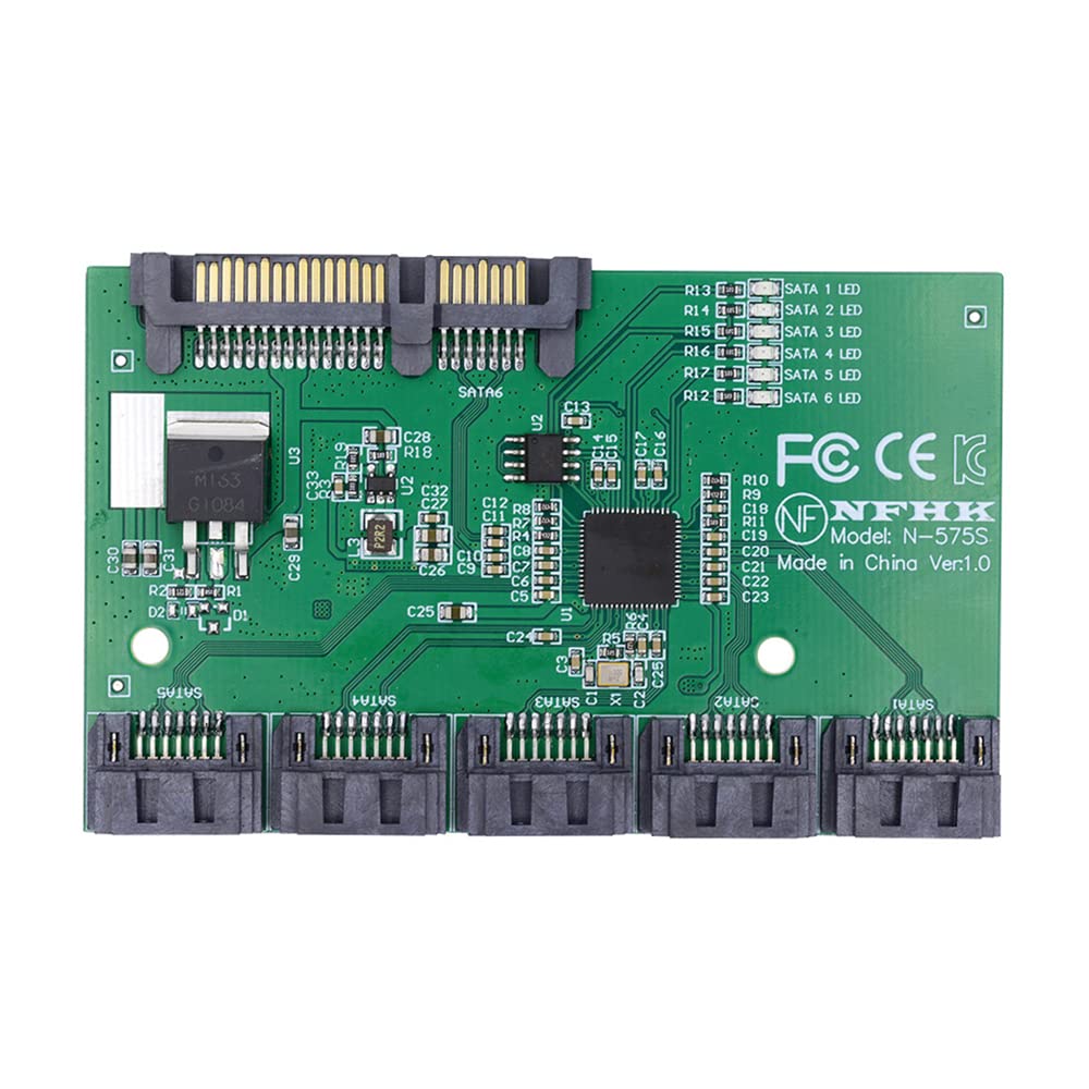 cablecc 6Gbps SATA 3.0 1 bis 5 Splitter Ports HUB Adapter Konverter PM Multiplier Port Selector JMB5
