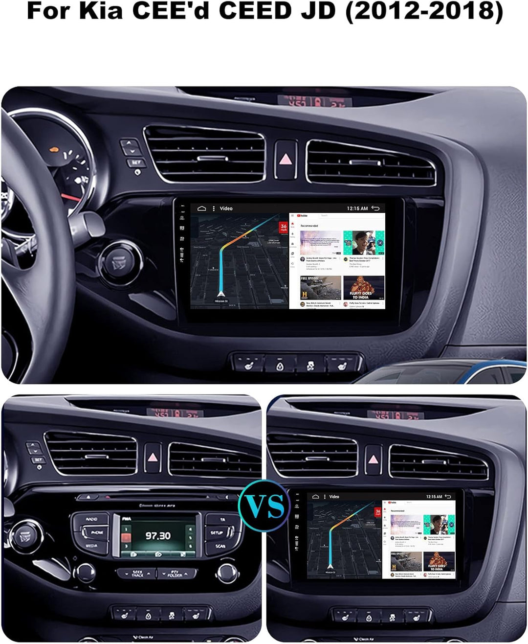 SXAUTO Android 12 IPS Autoradio für Kia CEE'd CEED JD (2012-2018) - Eingebaut CarPlay/Android Auto -