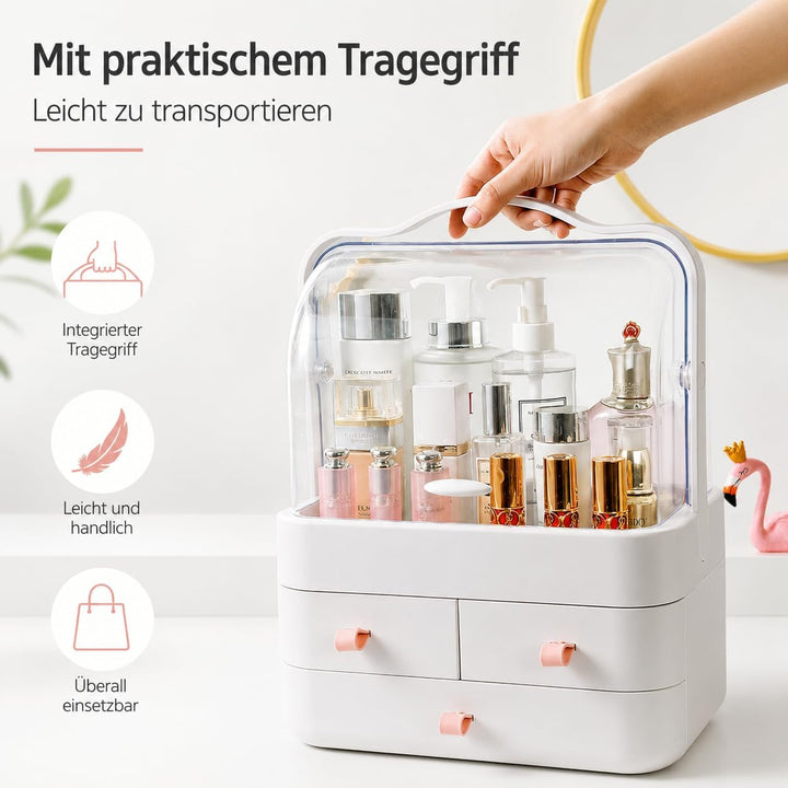 RMAN Make Up Kosmetik Organizer, Beauty Organizer 180° Drehung mit Deckel Staubdicht Kosmetische Auf