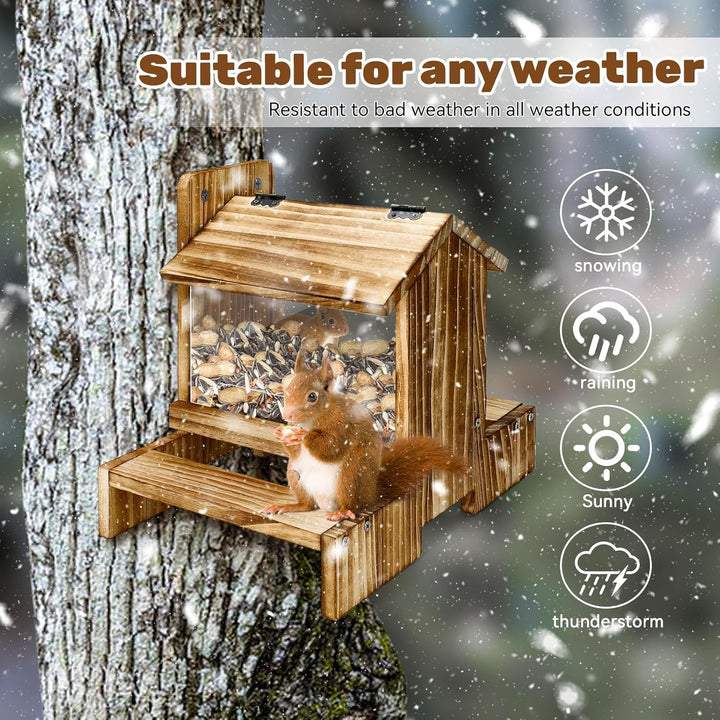 Holz-Eichhörnchen-Futterstelle für draussen - Futterhaus für Eichhörnchen und Streifenhörnchen Chipm