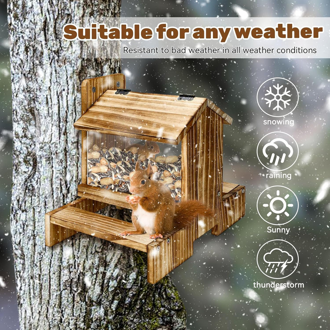 Holz Eichhörnchen Picknick Tisch Futterspender Eichhörnchen Futterspender für Draussen, Eichhörnchen
