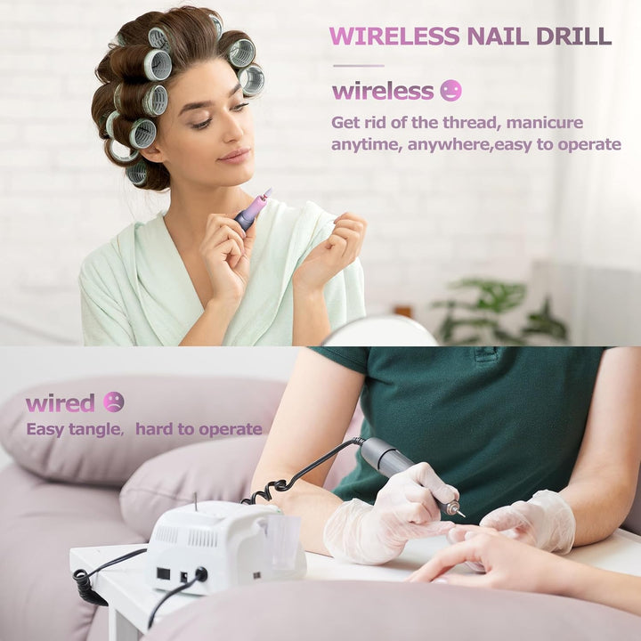 Nagelfräser Elektrische für Gelnägel Kabellos Maniküre Pediküre Set Nagelfeile Elektrisch USB Wieder