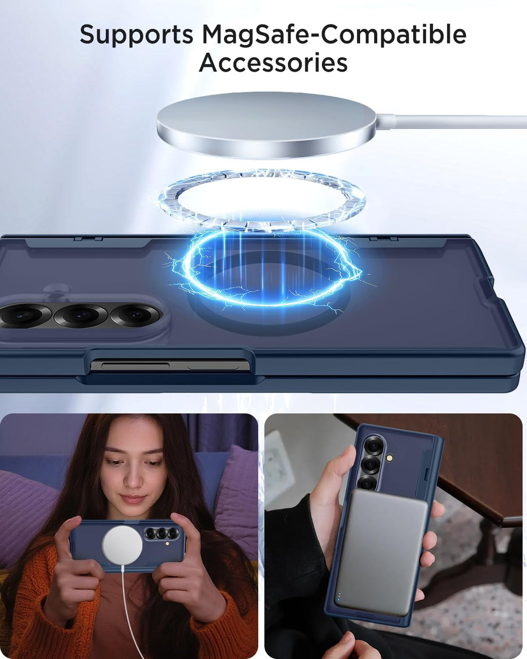 Miimall Kompatibel mit Samsung Galaxy Z Fold 7 Magnetisch Hülle, Anti-SPY Displayschutz & Scharniers