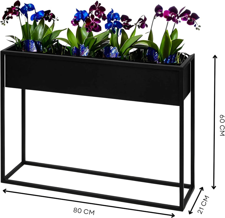 Pflanzenständer Petto - 80x21x60cm - Farbe Schwarz - für Zimmerblumen - Metallregal - Dekorativer Ti