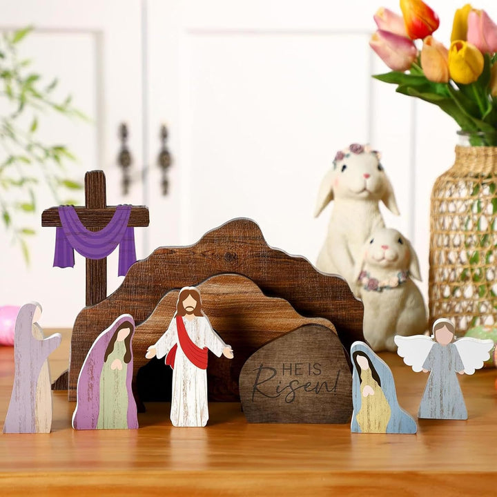 Holz Weihnachtskrippe | Rustikale Religiöse Dekorationsfiguren Im Landhausstil,Krippenszene Für Die
