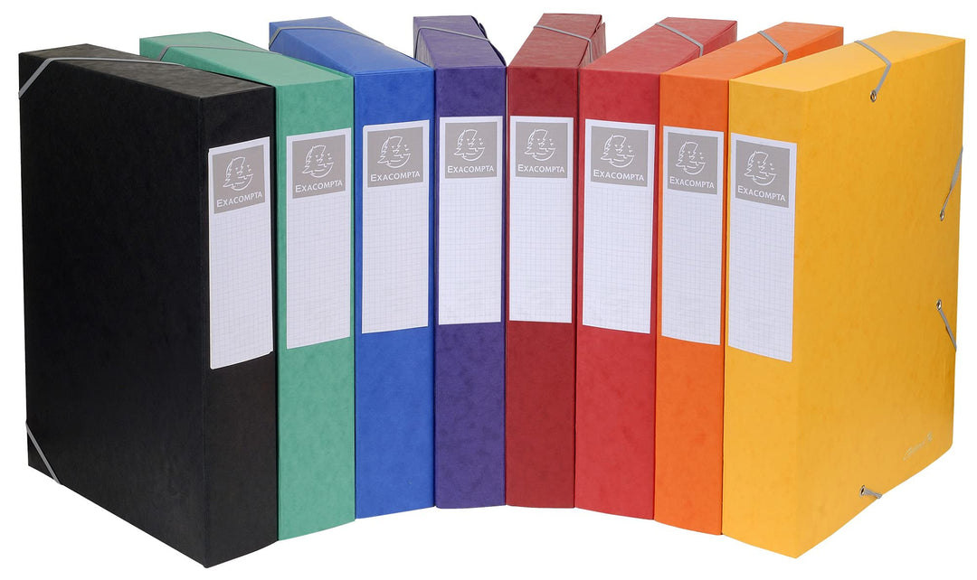 Exacompta 14000H 10er Pack Premium Sammelboxen mit Gummizug 40 mm breit aus extra starkem Colorspan-