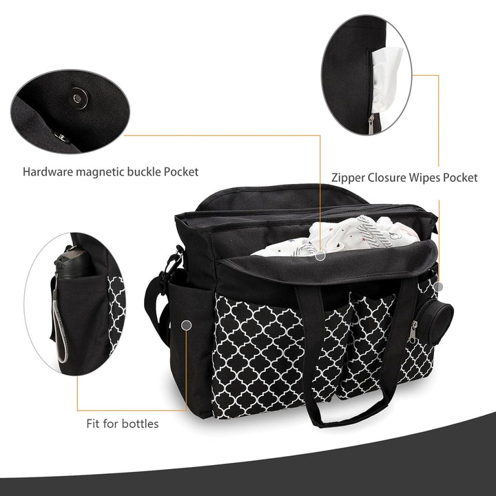 Baby Wickeltasche, 13 Taschen, Reise Wickeltasche Henkeltaschen Portable Babytasche mit Schnullertas