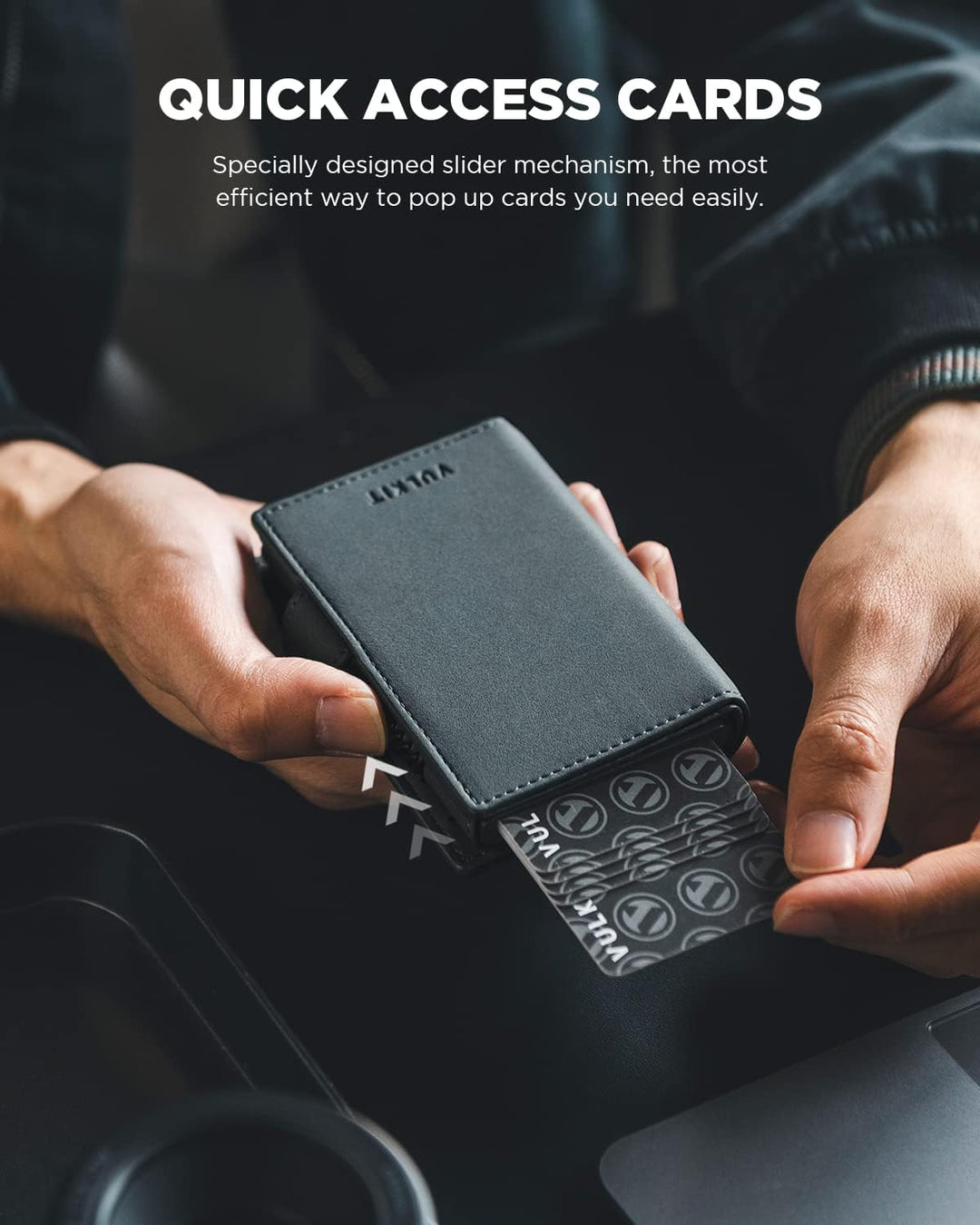 VULKIT Kreditkartenetui mit Airtag-Halter, RFID-blockierendes Kartenetui aus Metall, Magnetverschlus