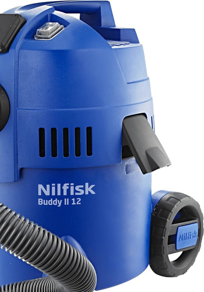 Nilfisk Buddy II 12 EU Nass-/Trockensauger, 12 Liter Fassungsvermögen, 1200 W Eingangsleistung (blau