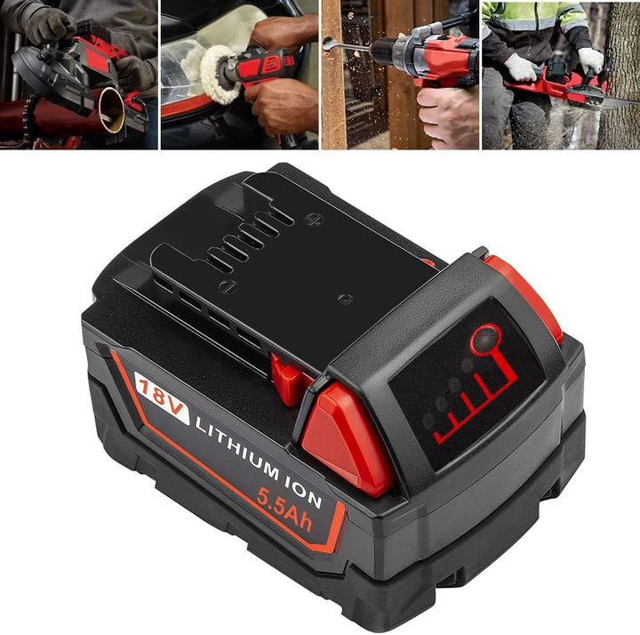 LabTEC Akku 18V 5500mAh Lithium Batterie Ersatz für Milwuakee Akku 18V M18b 48-11-1850 48-11-1840 48