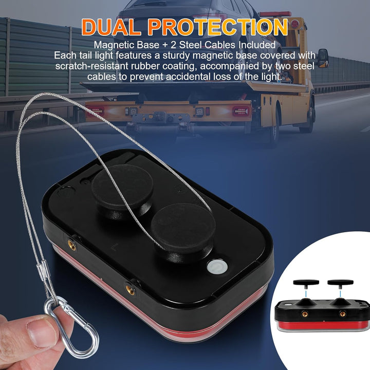 Qiping Rückleuchten Anhänger 12V, Magnet Rückleuchten,Kabelloses Beleuchtungs LED Set mit ECE-Geprüf