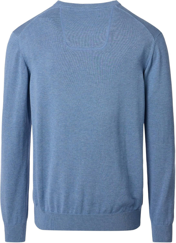 CASAMODA Herren Pullover mit V-Ausschnitt unifarben Elastischer Bund M Weissblau, M Wei&amp;