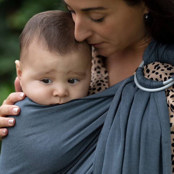 Hoppediz Ring-Sling Ultraleicht Babytragetuch ab Geburt, Hamburg Stone | Ergonomisches ultraleichtes