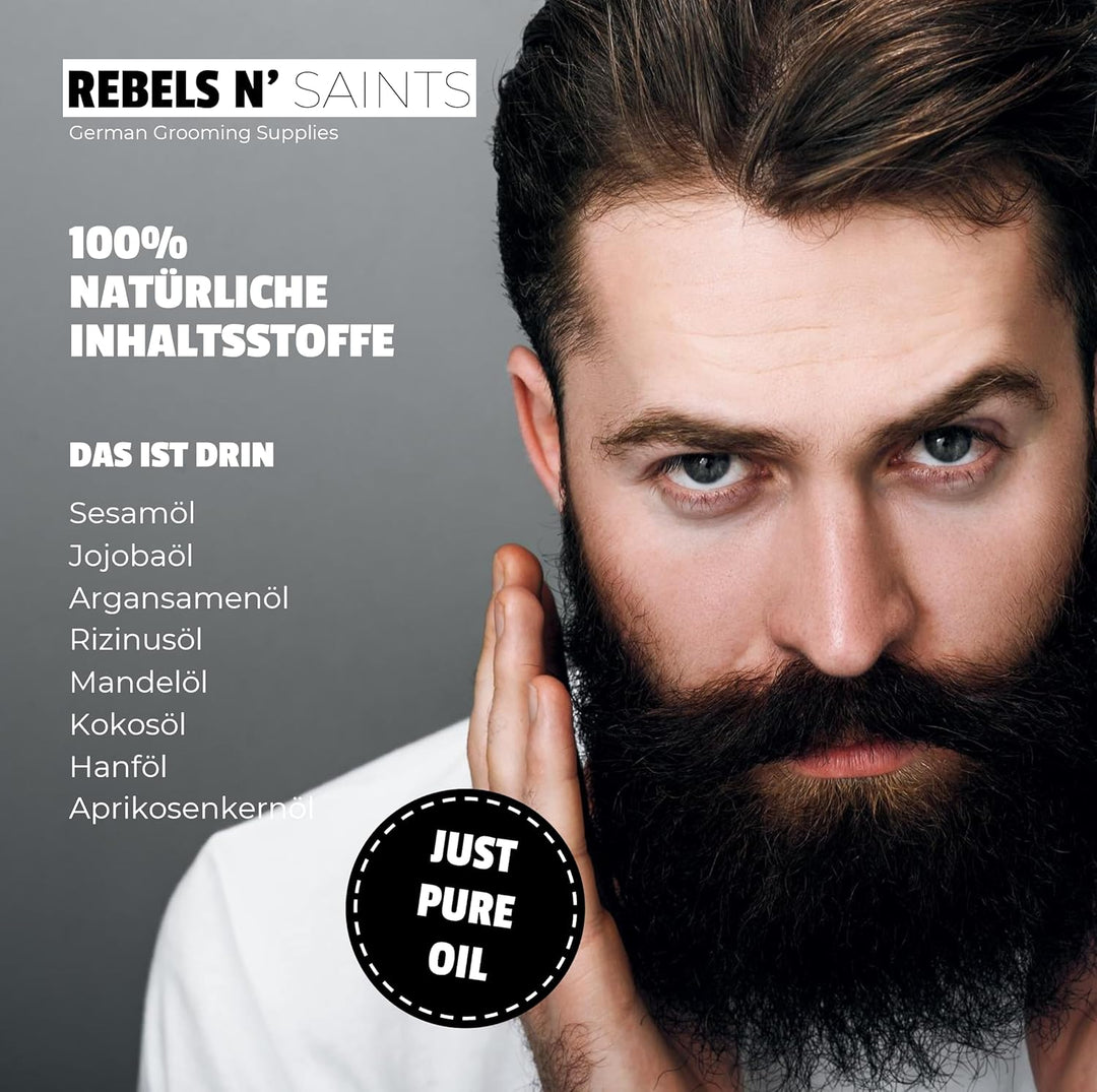 REBELS N' SAINTS Bartöl Aura - 100% natürlich - Pflegt Bart und Haut - Made in Germany - 50 ml Zeder