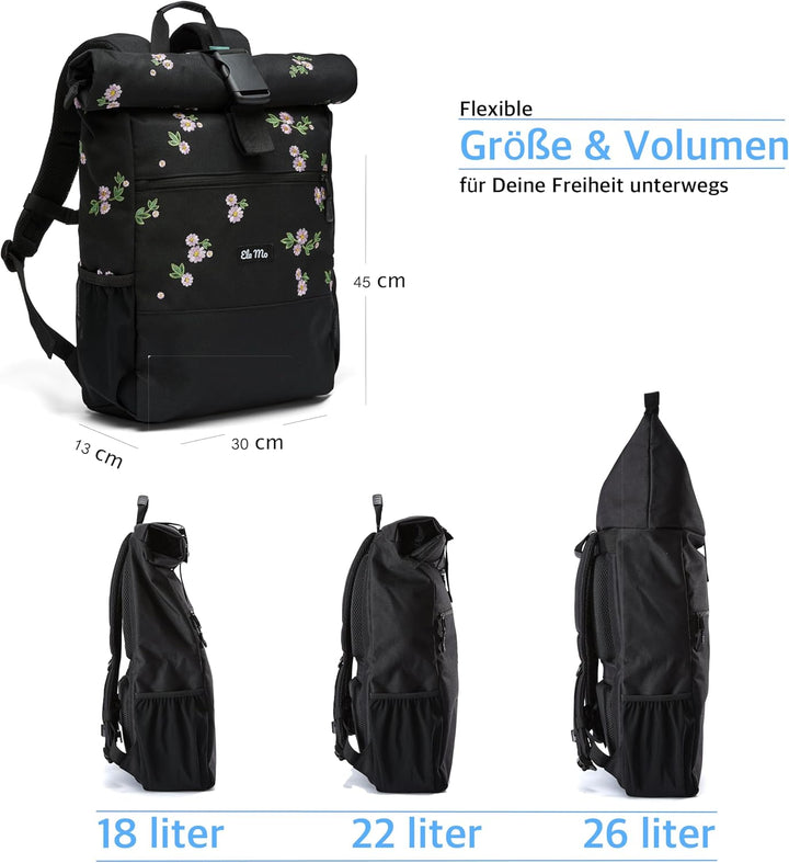 Ela Mo’s Rucksack Damen | Schön und Durchdacht | für Uni Reisen Freizeit Job | mit Laptopfach & Anti