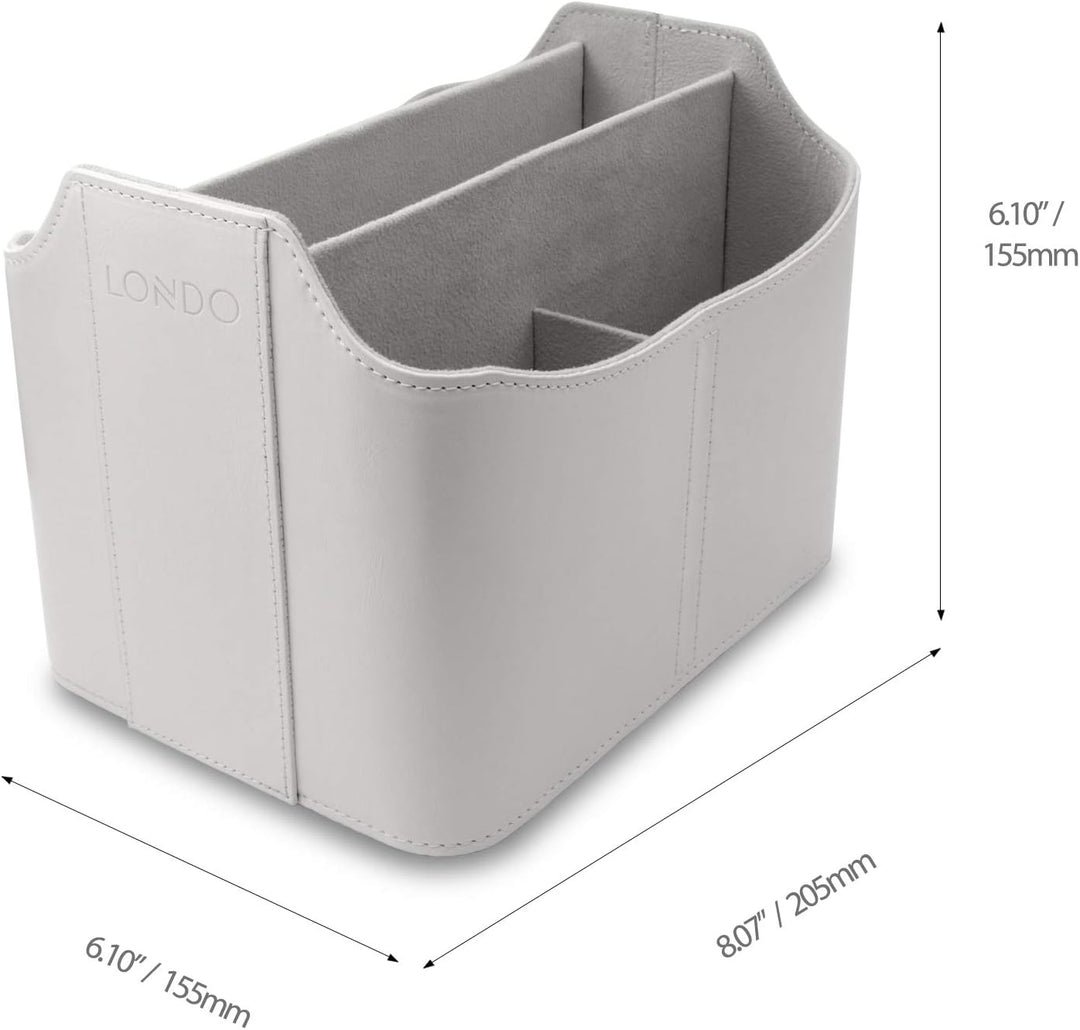 Londo Leder Fernbedienung Organizer und Halter mit Tablet Fach (Weiss) & Leder Taschenleerer - Vide
