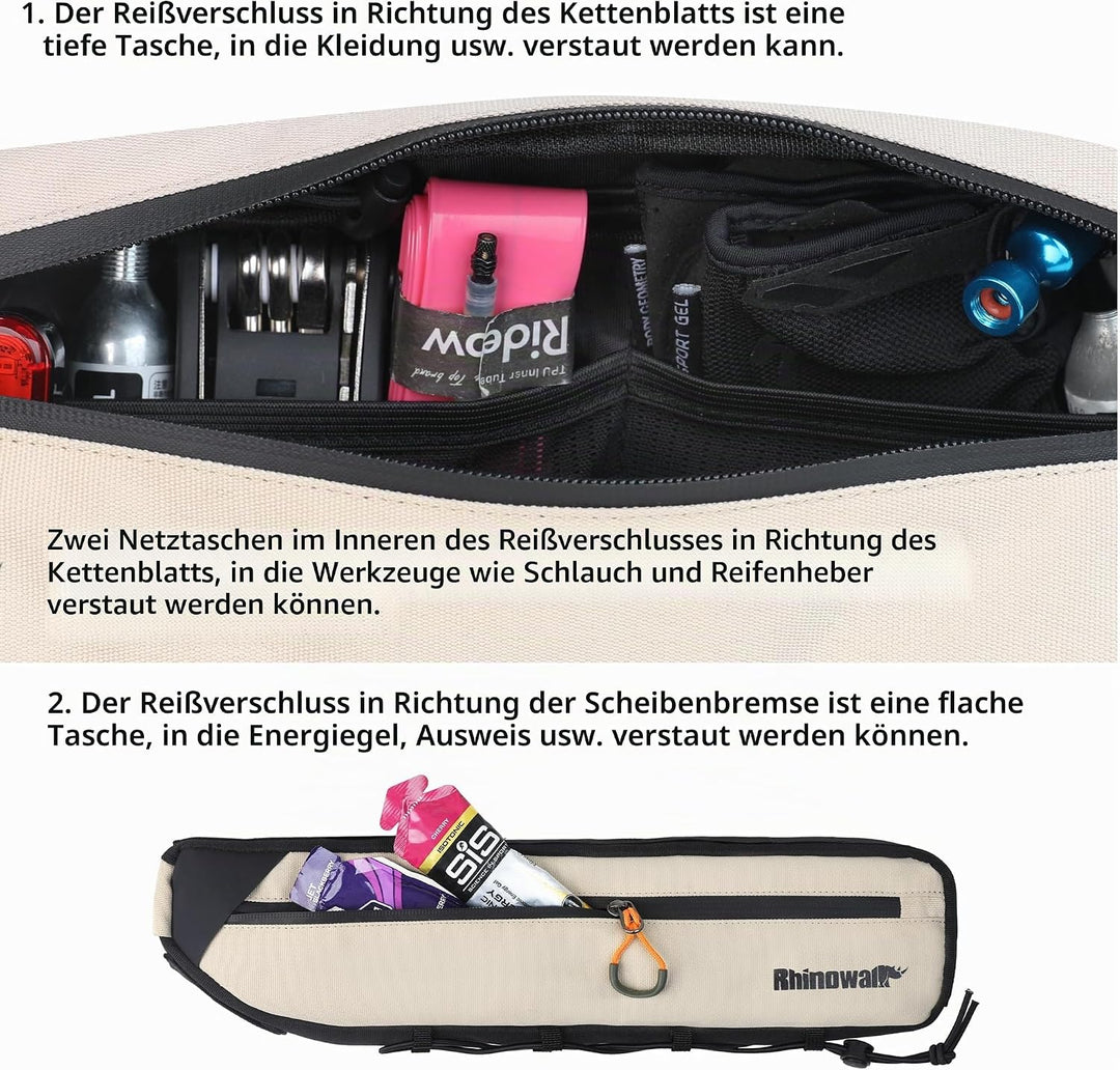 Fahrrad Rahmentasche Oberrohrtasche spritzwassergeschützt Dreieckstasch Doppelseitiger Reissverschlu