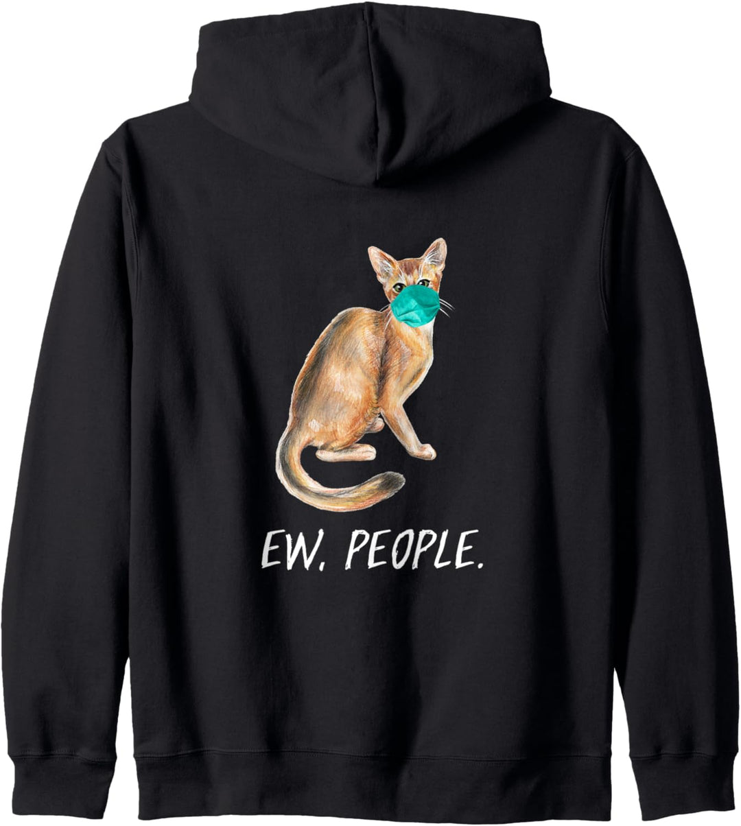 Abessinier Katze mit Gesichtsmaske Mundschutz EW PEOPLE Kapuzenjacke