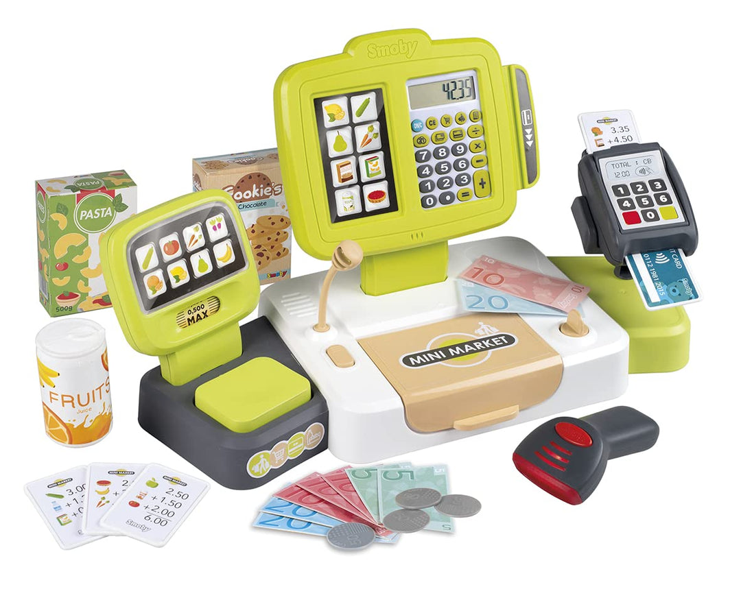 Smoby - elektronische Supermarktkasse XL - Spielkasse mit Taschenrechnerfunktion, Licht- und Soundge