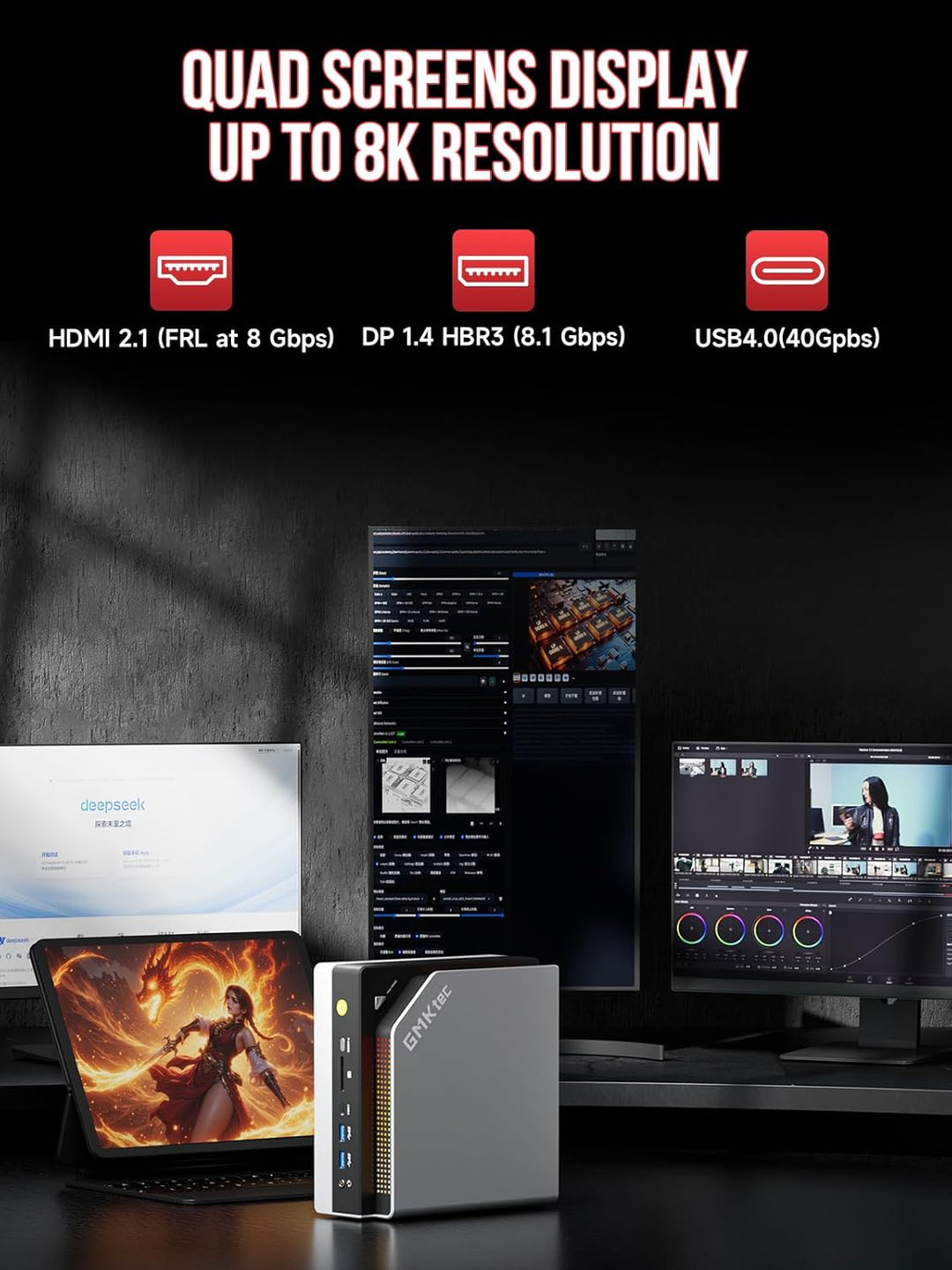 GMKtec EVO-X2 AI Mini PC AMD Ryzen AI MAX+ 395(16K/32T, bis zu 5.1GHz), 126 TOPS KI-Leistung, 128GB