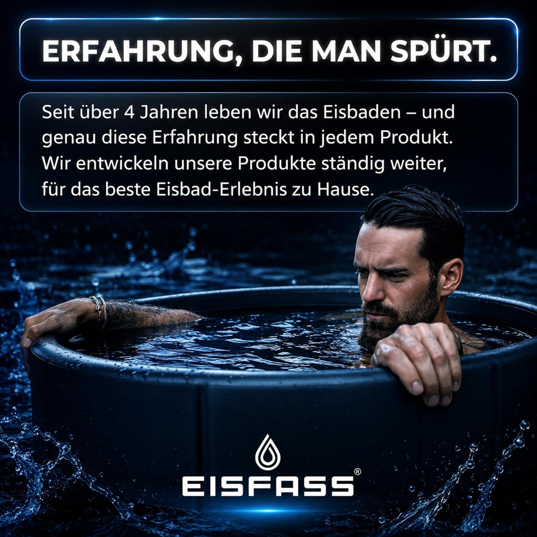 Eisfass® Easy Premium Eisbad für Zuhause zum Eisbaden (77cm Ø x 67 cm, 250L) Patentiert in Europa -
