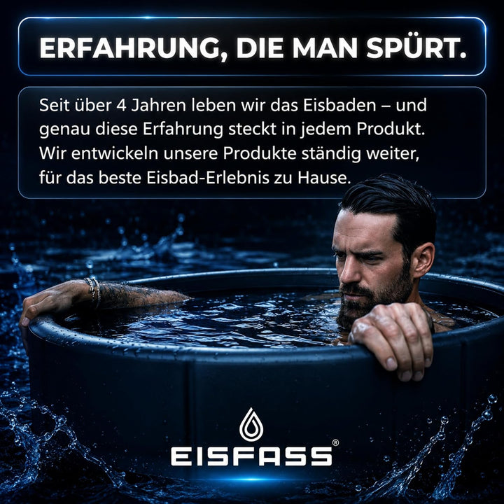Eisfass® Easy Premium Eisbad für Zuhause zum Eisbaden (77cm Ø x 67 cm, 250L) Patentiert in Europa -